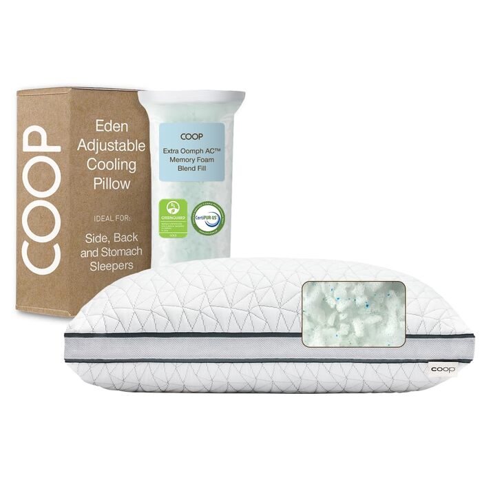 Регульована подушка Coop Home Goods Eden Cool King Size з ефектом пам'яті, гелевим наповненням та дихаючою тканиною Lulltra, універсальна