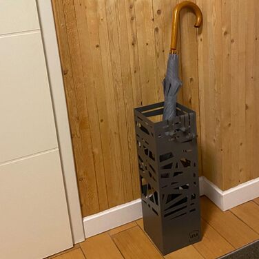 Підставка для парасольок UNUS з піддоном, 4 гачки, 16x16x49 см, сіра з візерунком