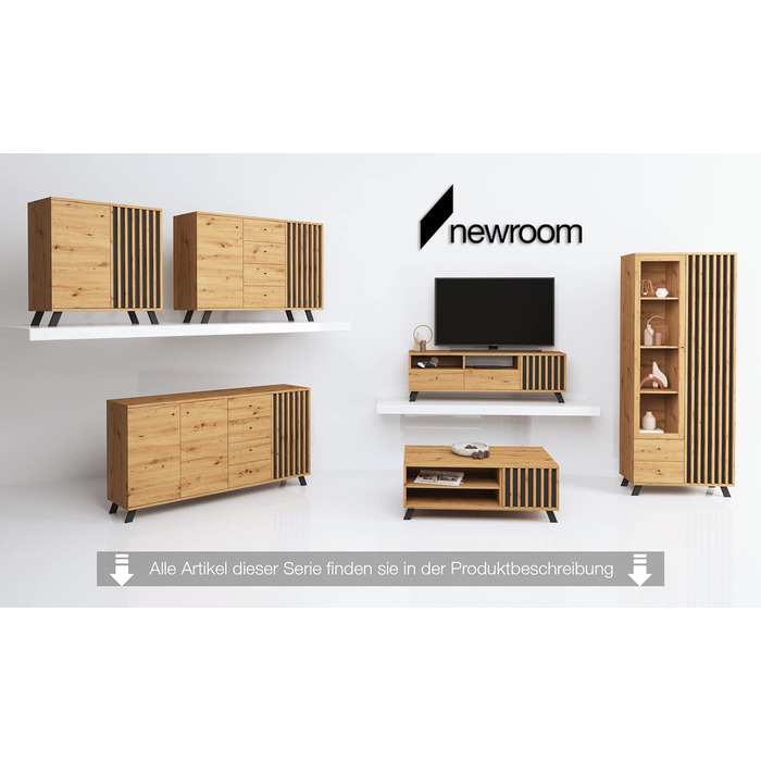 Комод Newroom Barea.Two з дикого дуба та антрациту, 80x85x40 см, сучасний вінтаж, для вітальні, спальні, коридору, їдальні