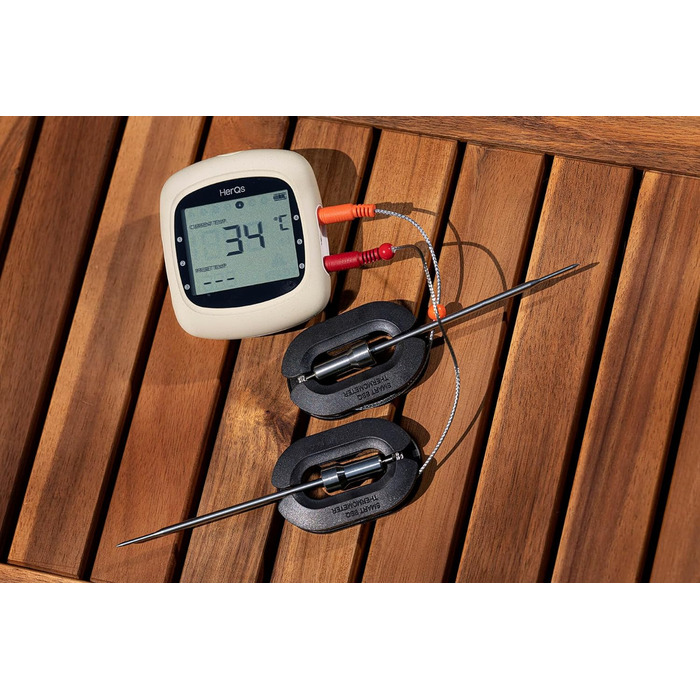 HerQs EasyBBQ Pro – цифровий бездротовий термометр для м'яса з Bluetooth, термощупом і мобільним додатком, для духовки, гриля, сковороди, аерофритюрниці