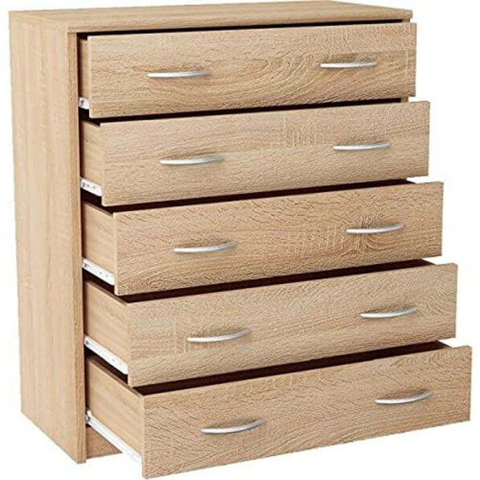 Комод MATKAM з 5 шухлядами Sonoma Oak, 74x85x35 см, ламінована ДСП, сучасний дизайн