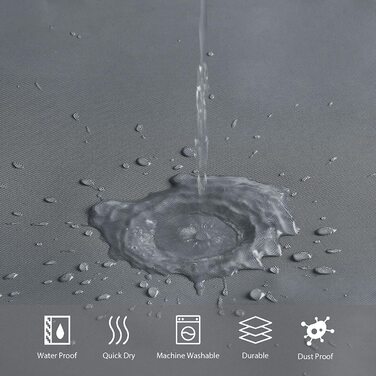 Душова штора Furlinic 200x200 см, антибактеріальна, водонепроникна, для ванни та душу, EVA, темно-сіра, з 12 кільцями, антицвілева, з обважнювачем