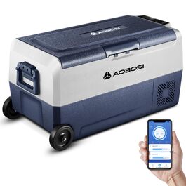 Автомобільний компресорний холодильник AAOBOSI 50л з Wi-Fi, 12/24V та 220V, -20°C для авто, кемпінгу, подорожей, двозонний, з регулюванням температури