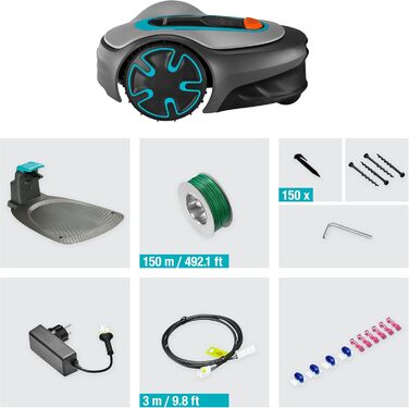 Робот-газонокосарка Gardena SILENO minimo 500 м² з Bluetooth, інтелектуальна автоматична косарка, керування через додаток, німецька версія