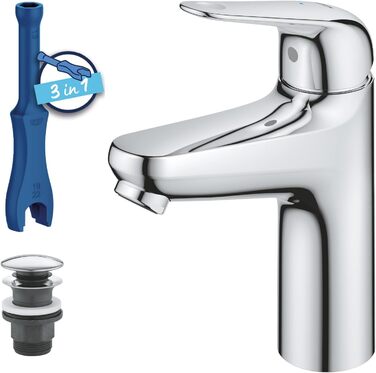Змішувач для ванної кімнати Grohe Swift, хром, з донним клапаном Push-Open, 18 см, з інструментом 3-в-1