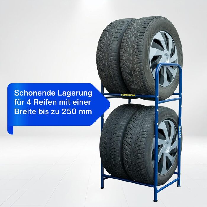 Стеляж для шин Goodyear на 4 шини, блакитний, 2 рівні, регульована висота, до 120 кг