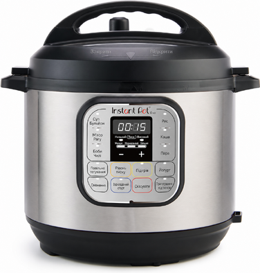 Мультиварка Instant Pot Duo 7-в-1, 5,7 л, електрична скороварка, рисоварка, йогуртниця, пароварка, повільноварка, з нержавіючої сталі, чорна