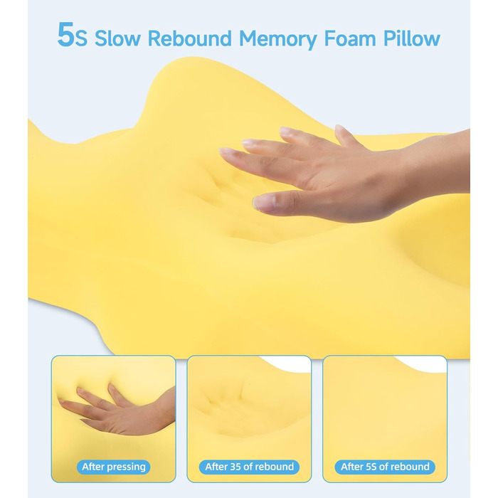 Ортопедична подушка для шиї Jiaao з піни Memory Foam, комфортна подушка для сну, універсальна для спини, боків і живота, знімний чохол, 64x39x13 см, рибний дизайн