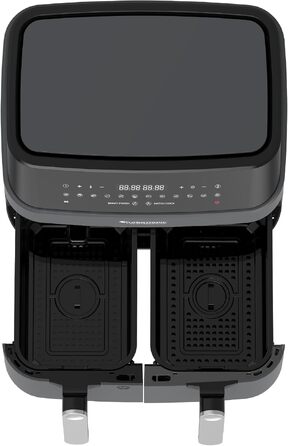 Аерофритюрниця TurboTronic XXL 9L (2x 4,5L) з подвійним кошиком, цифрове керування, 12 програм, без олії, сіра