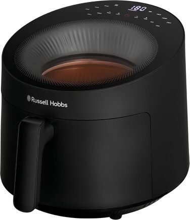 Аерофритюрниця Russell Hobbs SatisFry Panoramic 5 л, 10 програм, з оглядовим вікном, без олії, для фритюру, грилю, запікання, до 200°C, чорна, модель 27420-56