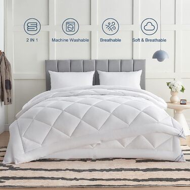Комплект постільної білизни WAVVE: ковдра 135x200 для всіх сезонів (2 шт.) - ковдра 135x200, літня ковдра 135x200, зимова ковдра 135x200, стегане покривало 135x200, білий