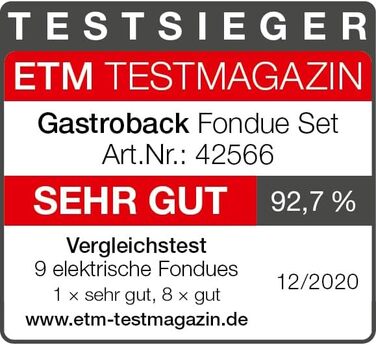 Фондю-набір GASTROBACK 42566 з поворотним столиком та 8 контейнерами для соусів, регулювання температури 40-190°C, 1000 Вт, антипригарне покриття, чорний, срібний