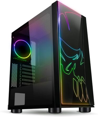 Корпус для ПК SPIRIT OF GAMER Ghost One RGB з гартованим склом, 60 режимів підсвітки, 2 адресовані 120 мм вентилятори, сумісний з Aura/MSI