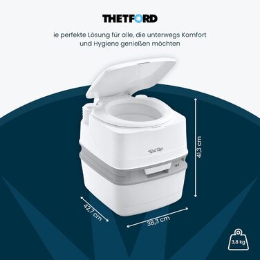 Переносна унітаз-туалет Thetford Porta Potti 165 Single для кемпінгу, караванів та автодомів, легкий та зручний у чищенні, 38.3 x 41.3 x 42.7 см