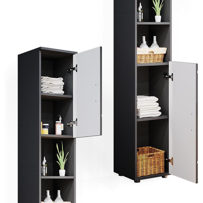 Високий шафа для ванної Vicco Irma, дуб золотий/антрацит, 30x192 см