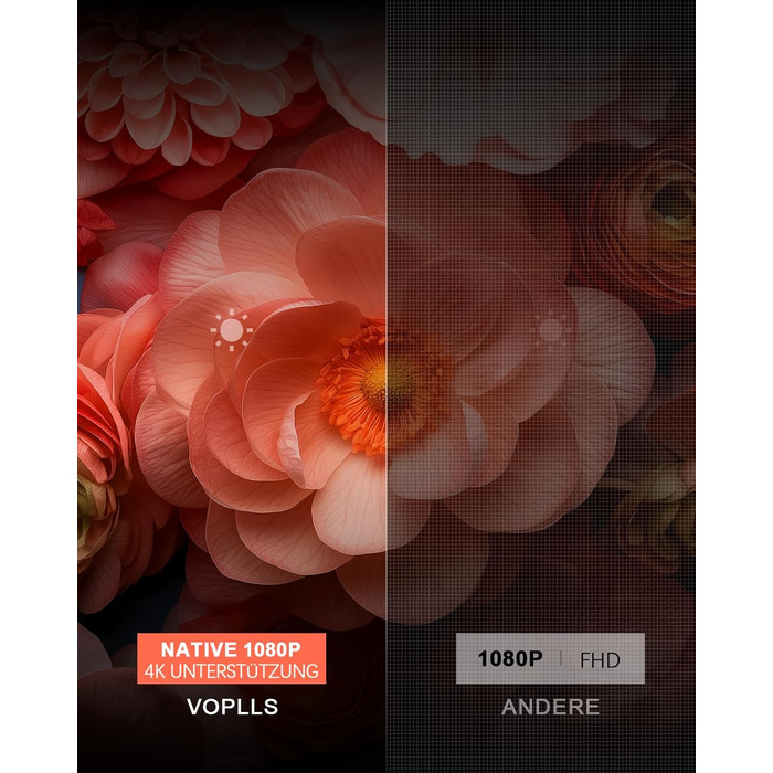 Міні-проектор VOPLLS 1080P Full HD з автофокусом та корекцією трапеції, 28000 люмен, WiFi 6, Bluetooth, підтримка 4K, поворотний на 360° для дому та смартфонів