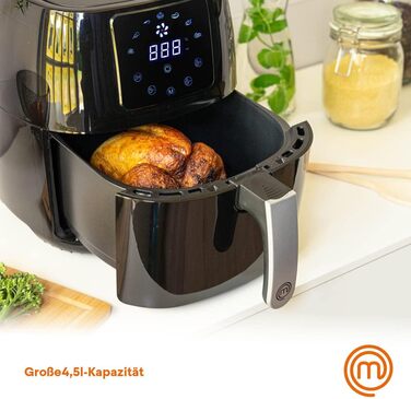 Аерофритюрниця MasterChef 4.5Л 1400Вт з цифровим сенсорним керуванням, 7 програм, без олії, функція підігріву та розігріву, 80-200°C