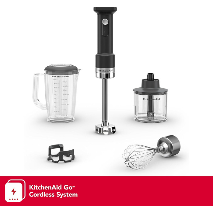 Погружний блендер KitchenAid Go KHBRV05BM з насадками, акумулятор продається окремо