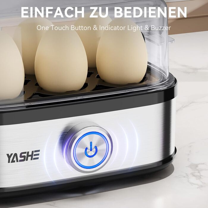 Електричний яйцеварка YASHE з нержавіючої сталі, 400W, 6 яєць, багатофункціональний, з індикатором, звуковий сигнал