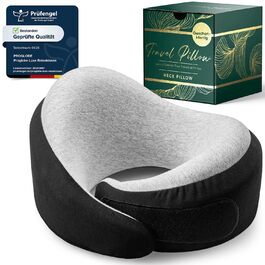 Подорожні подушки для шиї Proglobe Luxe з ефектом пам'яті (Memory Foam) з підтримкою підборіддя та сумкою для зберігання, Антрацит