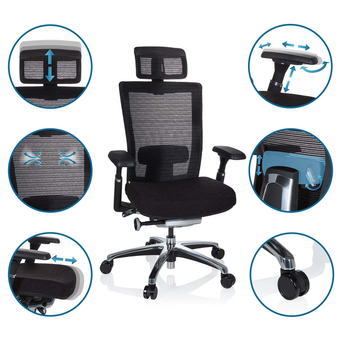 Крісло офісне NOVA PRO I ALU Тканина чорна hjh OFFICE