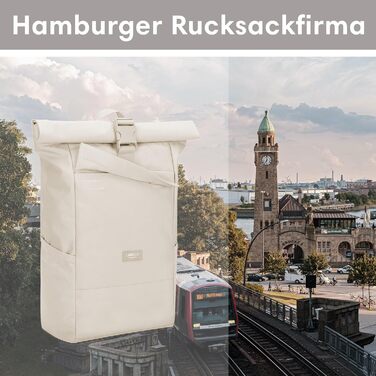 Рюкзак LARKSON Rolltop No 4 для жінок і чоловіків, з відділенням для ноутбука, для університету, роботи й велосипеда, великий туристичний рюкзак, водовідштовхувальний, універсальний розмір, колір пісочний