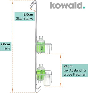Підвісна полиця для душу Kowald Design, хром, вузька, 68x15x12 см