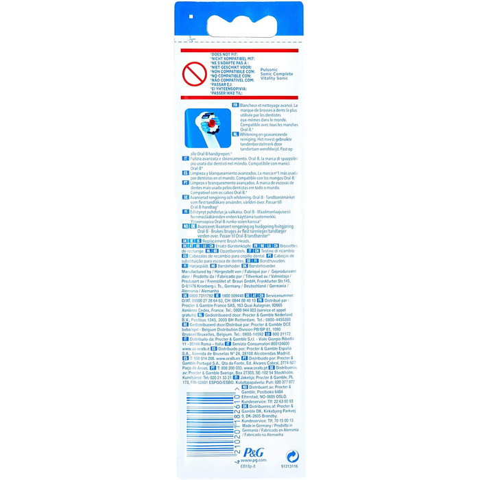 Смінні насадки для електричної зубної щітки Oral-B 3D, білі, 8 шт.