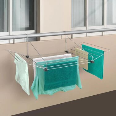 Сушарка для білизни Metaltex 406902 для балкона, з розкладними боками, пластикове покриття, 12 м