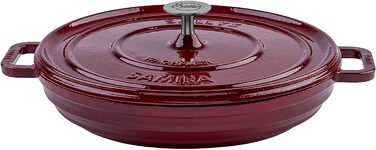 Чавунний казан Sallys 'Samira' Deluxe 2,2 л, бордовий, для всіх плит і духовки до 250°C, преміум якість