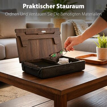 Підставка для ноутбука з подушкою Vigo Wood Laptray — стіл для ліжка та дивана, регульований тримач (Cambridge & Black)