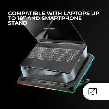 Охолоджуюча підставка для ноутбука Mars Gaming MNBC-Ultra, 140мм вентилятор, RGB Chroma, 5 рівнів нахилу, для ноутбуків до 18