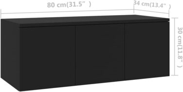 vidaXL ТВ тумба з 3 шухлядами, чорна, 80x34x30 см, ДСП