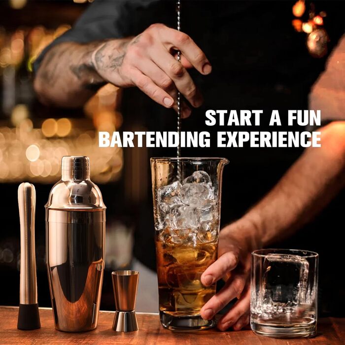 Професійний набір для коктейлів KINGROW Mixology: 29 предметів барного інструменту з акриловою підставкою, сріблястий, 710 мл