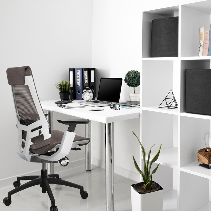Офісне крісло GENIDIA SMART WHITE сітка сірого кольору hjh OFFICE