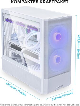 Lian Li LANCOOL 207 Білий ігровий корпус для ПК ATX, Midi Tower з RGB-підсвічуванням, підтримка відеокарт до 375 мм, радіатор до 360 мм, сталева конструкція, загартоване скло