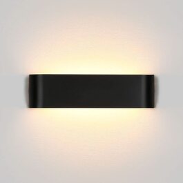 Світильник настінний LED Lightess 16W, чорний, сучасний, алюмінієвий, тепле біле світло, IP44, для вітальні, спальні, коридору