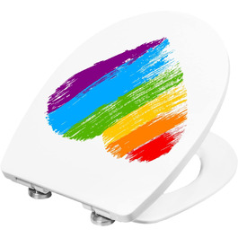 Сидіння для унітазу Cornat Rainbow, білий, термопласт, з малюнком веселки, плавне закривання, легке очищення