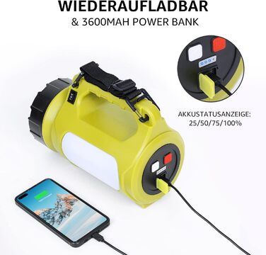 Потужний LED ручний ліхтар LE, акумуляторний, 1000 люмен, CREE, з Powerbank, 3 режими, USB, для кемпінгу та надзвичайних ситуацій