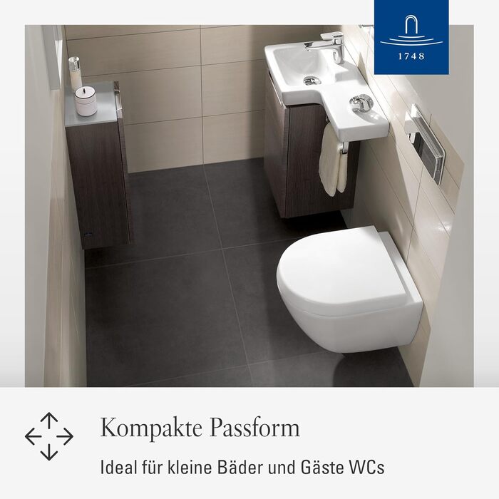 Сидіння для унітазу Villeroy & Boch Subway 2.0 Compact D-Form, білий альпійський глянцевий, з мікроліфтом, Duroplast, 9M68S101