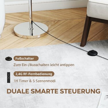 Торшер з пультом керування, регулюванням висоти та тканинним абажуром, металева стійка, налаштування яскравості, підлоговий вимикач, бежевий