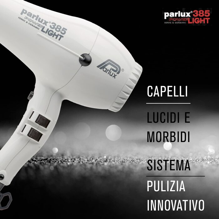 Фен Parlux 385 Power Light білий — професійний легкий фен для волосся