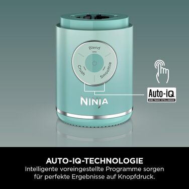 Ninja Blast Max: портативний блендер для смузі 570 мл, акумуляторний, пляшка-кубок, герметична кришка, 3 функції (смузі, протеїнові коктейлі) - Meerglas (BC251EUGY)
