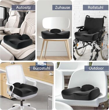 Подушка для сидіння з піни Memory Foam SKYNY для офісного крісла, автомобіля та інвалідного візка - велика, знімний гіпоалергенний чохол