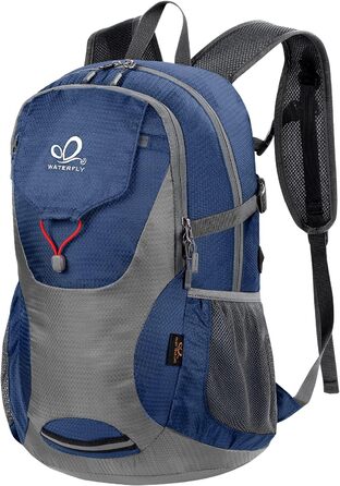Складаний рюкзак WATERFLY 30L для походів, водонепроникний, ультралегкий, з відділенням для вологих речей, для чоловіків і жінок, темно-синій, для туризму, подорожей та прогулянок