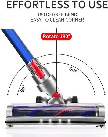 Електрощітка для пилососа Dyson V7/V8/V10/V11/V15 з підсвіткою, для твердих підлог і килимів з коротким ворсом
