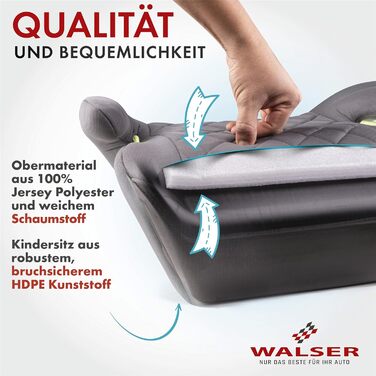 Дитяча автопідставка WALSER Premium Andy, 125-150 см, чорна, без ISOFIX, новий стандарт ECE R129 (2024), вузька, якість 'Дуже добре'
