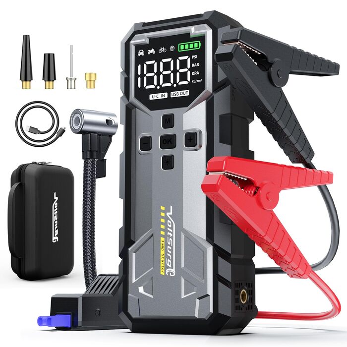 Powerbank Starthilfe 7000A з компресором та LED-ліхтариком: 160PSI, 12V для бензинових та дизельних авто (10L)