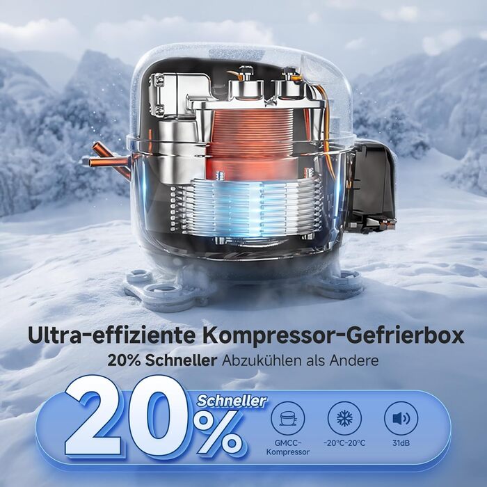 Автомобільний компресорний холодильник AAOBOSI 25л 12/230V, Водонепроникний IPX4 (-20°C до +20°C) для Авто, Фудтраків, Кемпінгу, Риболовлі