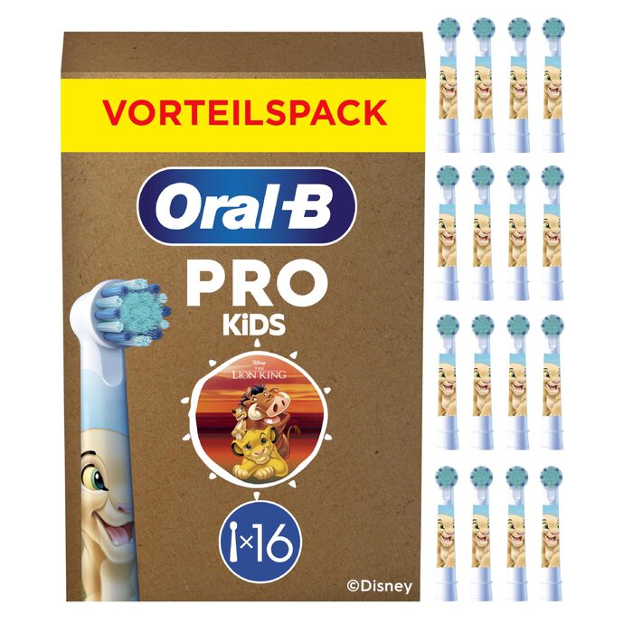 Дитяча електрична зубна щітка Oral-B Pro Kids 3+ (Король Лев), біло-червона, набір 16 шт.